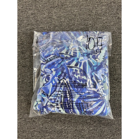 Lilly Pulitzer Dress Womens Large Blue Floral Pima Cotton Holler Zanzibar Zoo - Picture 9 of 9